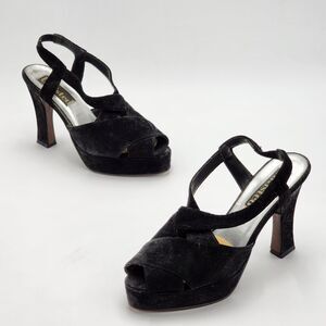 Unlisted Vintage Y2K Black Suede Strappy Platform Heels Size 7.5